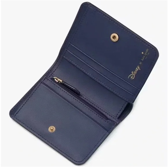♠️kate spade X Disney Lady and the Tramp Small Compact Bifold Wallet, Navy NWT - Picture 3 of 13